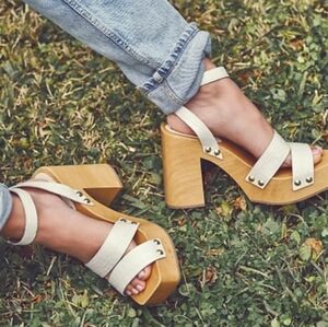 Free People NEW Revolve White Mallory Platform Heel Shoe Size 10 Boho Hippie